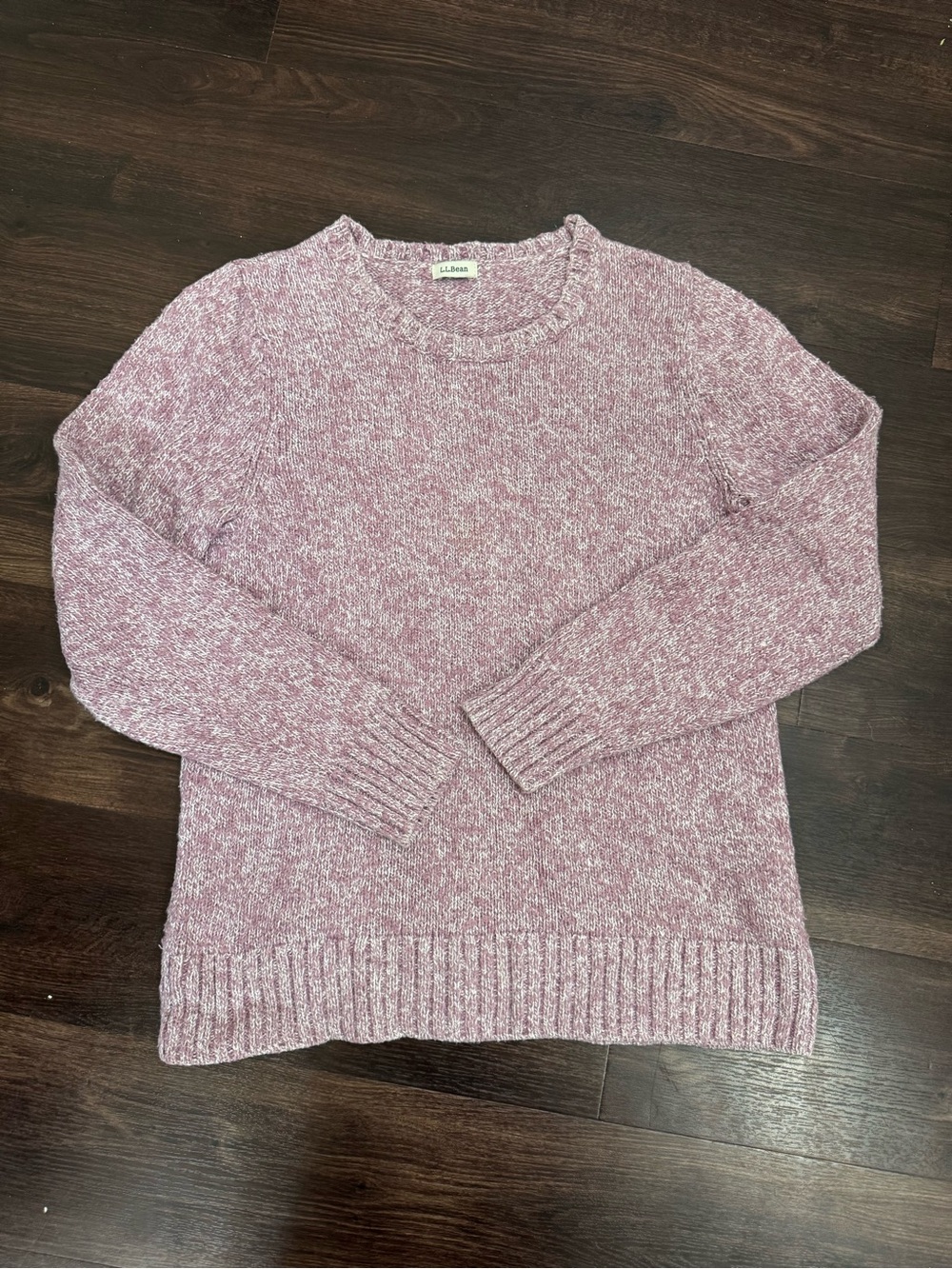 L.L. Bean Women's Pink Marled Crewneck Sweater